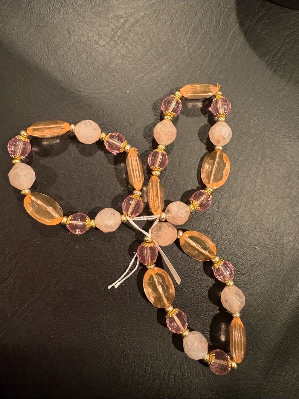 Elegant Pink and Peach Beaded Stretch Bracelet - Women Jewelry